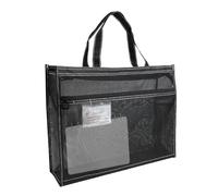 Genérico Mesh Art Supply Bag, A3 Clear Storage Tote with Handle and Zipper, Large Waterproof Organizer for Posters, Painting, Teaching Materials, 17x13x4.4 Inches, Black, Khaki, Blue, Green