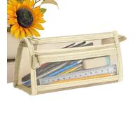 Genérico Mesh Pencil Pouch Double Layer Zipper Large Capacity Portable