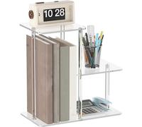 Generico Mesita de noche clara de 3 niveles - Estantería acrílica versátil, lugar ganancia muebles | Mesa de almacenamiento transparente para interiores, dormitorio, baño o sala de estar, diseño