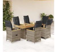Genérico Mesita y sillas jardín 7 Piezas y Cojines ratán sintético Gris,Mobiliario,Muebles de jardín,Conjuntos de jardín-3276973