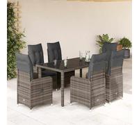 Genérico Mesita y sillas jardín 7 Piezas y Cojines ratán sintético Gris,Mobiliario,Muebles de jardín,Conjuntos de jardín-3277035