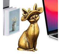 Genérico Messing Katzenfiguren - Vintage Deko Skulptur Klassisch, Katzenskulptur Für Den Innenbereich,für Büros Schlafzimmer Badezimmer Wohnzimmer Bücherregal Outdoor Meditation Lesen