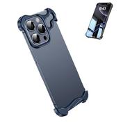 Genérico Metal Corner Protector Case for iPhone 17 Pro MAX, Aluminum Alloy Backless Minimalist High-End Phone Case (16E,Blue)