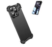 Genérico Metal Corner Protector Case for iPhone 17 Pro MAX, Aluminum Alloy Backless Minimalist High-End Phone Case (16E,Black)