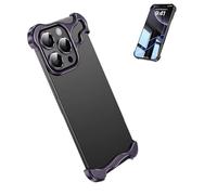 Genérico Metal Corner Protector Case for iPhone 17 Pro MAX, Aluminum Alloy Backless Minimalist High-End Phone Case (16E,Purple)