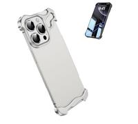 Genérico Metal Corner Protector Case for iPhone 17 Pro MAX, Aluminum Alloy Backless Minimalist High-End Phone Case (16E,Silver)