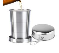 Genérico Metal Cup - Telescopic Stainless Steel Cup, Lightweight Portable Mug, Design | Camping Water Cups With Lid And Metal Keychain For Travel Backpacking Hiking Picnic Outdoor