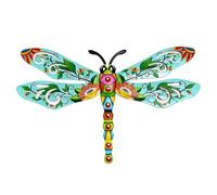 Genérico Metal Dragonfly Wall Art - Adds Vibrant Garden Colour, Hand Painted Details 3D Wing Style, 25cm Width + 39cm Height Dimension, Weatherproof Iron Casting Ornament - For Fences & Patio Pillars