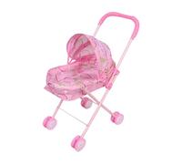 Generico Metal Fabric Doll Stroller 24x44x55cm Foldable with Awning - Pretend Play Carriage for Girls, Role Playing Toy for Preschool