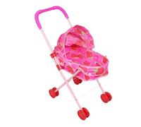 Generico Metal Fabric Doll Stroller 24x44x55cm Foldable with Awning - Pretend Play Carriage for Girls, Role Playing Toy for Preschool
