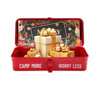 Genérico Metal Holiday Storage Tin - Christmas Ornament Organizer for Seasonal Keepsakes | Decorative Steel Box with Locking Lid Vintage Design for Home Display Gift and Craft Use 13.78x5.71x4.53 in