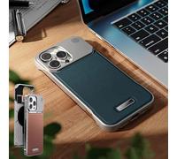 Genérico Metal Leather Frameless Aromatherapy Magnetic Case, PU Leather Shockproof Protective Cover Phone Case, Comfortable Silky Touch for iPhone 17 16 15 14 13 Series (17AIR,Blue)