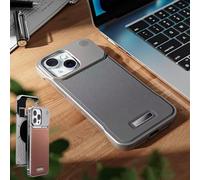Genérico Metal Leather Frameless Aromatherapy Magnetic Case, PU Leather Shockproof Protective Cover Phone Case, Comfortable Silky Touch for iPhone 17 16 15 14 13 Series (17AIR,Gray)