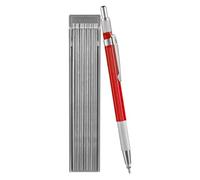 Genérico Metal Marking Pencil, Engineering Pencil With 12 Silver 2.0mm Refills, Steel Marking Pen Built-In Sharpener, Pipe Fitter Welder Fabrication Woodworking Tool, 14.5cm PP