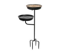 Genérico Metal Outdoor Bird Bath, Standing Feeder Tray, Bird Stand with 4 Prongs Base Stake, Garden Feeder with Durable Construction, Bath with Stable Design, Lawn Accessory for Backyard Deck