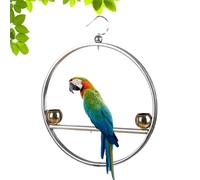 Genérico Metal Parrot Stand, Stainless Steel Round Bird Swing, Rust Proof Bird Stand with Hook, Pet Accessories for Birdcage, Window, Balcony Use, Sturdy, 17.52x14.37 Inches, Long Lasting