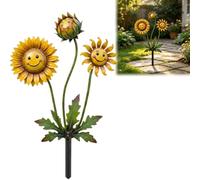 Genérico Metal Sunflower Garden Stake, Smiling Flower Yard Decoration, 30cm/12in Outdoors Weather Proof Flower Stake for Outside Lawn Patio Porch Pathway Art