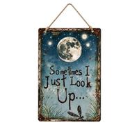Genérico Metal Tin Sign Rustic Dragonfly Moon Pendant Decoration