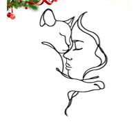 Genérico Metal Wall Art Decor - Abstract Cat and Woman Design | Indoor Wall Sculpture with Modern Finish, Decorative Accent for Bedroom, Bathroom, Doorway, Home Accessories Category Artwork