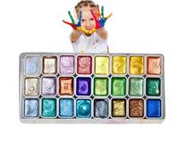 Genérico Metálica De Acuarela- Lata De Dibujo Iridiscente, Bandejas De Gouache Brillantes, Medios Creativos De Calidad, Material De Artes Visuales Para Aficionados Profesionales | Pinturas Sólidas