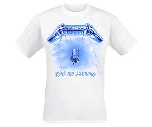 Genérico Metallica Ride The Lighting Hombre Camiseta Manga Corta Blanco XL, 100% Algodón, Regular/Corte Estándar