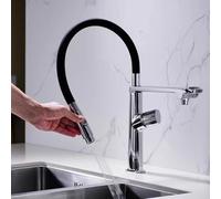 Genérico Mezclador de Fregadero Cocina Grifo de Cocina de 3 Vías Flexible de Un Solo Orificio de Latón Cromado