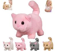 Genérico Mi Juguete para Gatos Realista - Gatito Robot AI 2025, Gato de Peluche Interactivo para Adultos, Animal de Peluche Realista Que Camina, maúlla y Mueve la Cola. (Rosa)