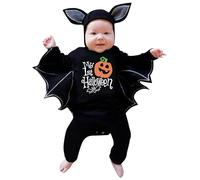 Genérico Mi primer traje de Halloween para recién nacido, niño y niña, ropa de Cosplay de calabaza, ropa de murciélago infantil, Pelele con capucha, monos Mono Desechable Niño (Black, 12-18 Months)