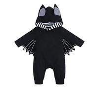 Genérico Mi primer traje de Halloween para recién nacido, niño y niña, ropa de Cosplay, ropa de murciélago infantil, Pelele con capucha, monos Monos Uso (Black, 6-12 Months)