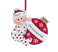 Genérico Mi Primera Navidad Bebe Adornos Navideños con Nombre - Regalos Personalizados para la Primera Navidad 2025, Adornos de Navidad Personalizadas, Rojo