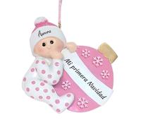 Genérico Mi Primera Navidad Bebe Adornos Navideños con Nombre - Regalos Personalizados para la Primera Navidad 2025, Adornos de Navidad Personalizadas, Rosa