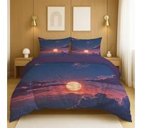 Genérico Microfibra Suave Plancha fácil Alta Resistencia a la tracción Funda de edredón Púrpura Amarillo Anime Amanecer Cielo 135 x 200 cm para la casa y la habitación de Invitados.