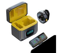 Genérico Micrófono inalámbrico | 12h Mini Solapa micrófono | de cancelación de Ruido portátil | ABS sin Manos de batería de 12h 5.9x5.8x3.2cm | Ideal para vlogging Video grabando música Canto | Negro