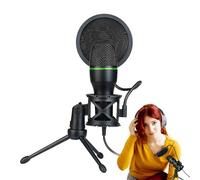 Genérico Micrófono Podcast USB Profesional - Micrófono de condensador cardioide para streaming, juego, & Music Recording | Incluye brazo de Boom, filtro y soporte de choque, PC