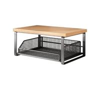 Generico Microwave Counter Shelf Pull out Drawer - Wood Metal 37x26x18cm 1800g Coffee Machine Stand - Adjustable Slide Basket for Tea Bags Snacks Toaster - Space Saving
