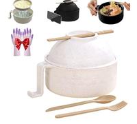 Genérico Microwave Safe Ramen Bowl, Ramen Bowl Microwave Safe, Ramens Cooker Bowls Set With Chopsticks, Noodles Bowls Set With Lid, Chopsticks, Spoon And Fork, For Home Office Dorm (Beige)