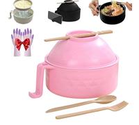 Genérico Microwave Safe Ramen Bowl, Ramen Bowl Microwave Safe, Ramens Cooker Bowls Set With Chopsticks, Noodles Bowls Set With Lid, Chopsticks, Spoon And Fork, For Home Office Dorm (Pink)