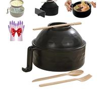 Genérico Microwave Safe Ramen Bowl, Ramen Bowl Microwave Safe, Ramens Cooker Bowls Set With Chopsticks, Noodles Bowls Set With Lid, Chopsticks, Spoon And Fork, For Home Office Dorm (Black)