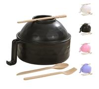 Genérico Microwave Safe Ramen Bowl Set, Ramen Cooker Ramen Bowl Set, Chopsticks & Built-In Strainer, Portable Instant Noodle Cooker for Office, Dorm, Travel, and Camping Meals (Black)