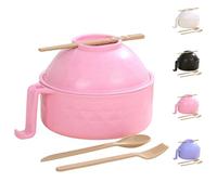 Genérico Microwave Safe Ramen Bowl Set, Ramen Cooker Ramen Bowl Set, Chopsticks & Built-In Strainer, Portable Instant Noodle Cooker for Office, Dorm, Travel, and Camping Meals (Pink)