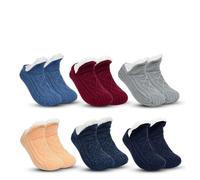 Genérico Midnighti Indoor Non-Slip Thermal Socks, Fleece-Lined Thick Warm Slipper Socks, V-Mouth Warm Thickened Slipper Socks (6PCS,S)
