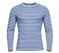 Genérico Military Army Long Sleeve T-Shirt Blue White Sailor's Striped Light Summer (FR/ES, Letras, XXL, Regular, Regular, Azul)