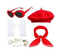 Genérico Mime Costume, Vintage French Accessory Set, Iconic Black White Outfit with Sunglasses, Classic Performance, Soft Breathable Fabric Thematic Ensemble with Style Mime Costume School Festivals