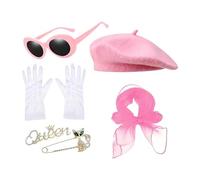 Genérico Mime Costume, Vintage French Accessory Set, Iconic Black White Outfit with Sunglasses, Classic Performance, Soft Breathable Fabric Thematic Ensemble with Style Mime Costume School Festivals
