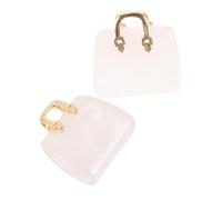 Genérico Mini Adorno de Mesa Bolso Esculpido Cristal Natural Rosa 2 Piezas Decoración de Escritorio Portátil y Detallada para Hogar y Oficina