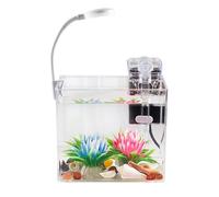 Generico Mini Aquarium,with Clip Lights Non-Slip Kit | Small Fish Tank Kit Betta Accessories,for Home Bedroom Living Room Apartment Beginner Adults Kids Fishkeeping Viewing