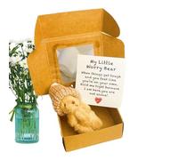 Genérico Mini Bear Plush Toy, Pocket Animal Gift, 7cm/2.76 Inches Handmade with Inspirational Card, Boxed Keepsake Set, for, Baby Shower, Graduation, Valentine’s Day, Christmas