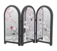 Genérico Mini biombo Plegable de Escritorio - Partición Plegable de 3 Paneles con Superficie de Espejo - Divisor de Escritorio de Arte Tradicional Chino para reuniones en Festivales, dormitorios,