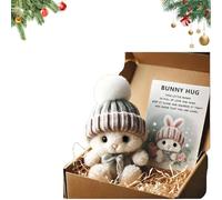 Genérico Mini Bunny Hug Cute Easter, Handmade Bunny Hugs in Box, Pocket-Sized Comfort with Knit Hat & Gift Box, for Friends Family (1PCS-Gray)