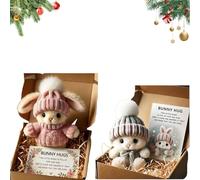 Genérico Mini Bunny Hug Cute Easter, Handmade Bunny Hugs in Box, Pocket-Sized Comfort with Knit Hat & Gift Box, for Friends Family (2PCS-P+K)